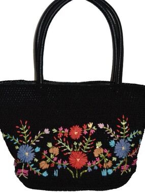 St John’s Bay Floral Crochet Style Handbag Multicolor Boho Cottagecore